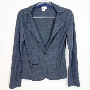 MERINGUE BLACK GRAY HERRINGBONE PATTERN KNIT BLAZER WOMENS MEDIUM